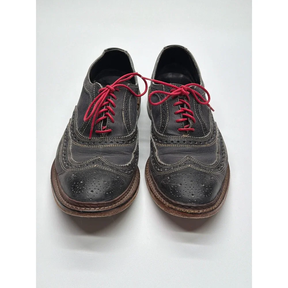 Mens Black Leather Wingtip Oxfords‎ Allen Edmonds Neumok size 9 Contrast Stitch